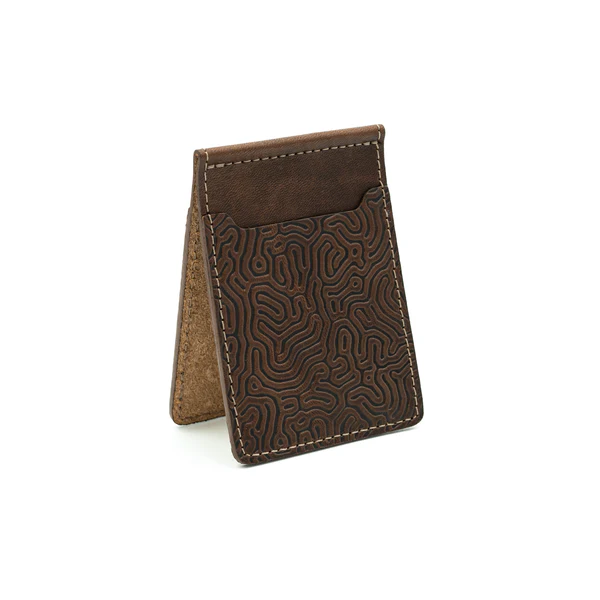 Money Clip Wallet - "Coral" Mahogany
