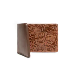 No. 9 Wallet - Saddle Tan - Coral Pattern